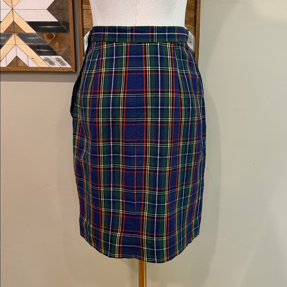 Ralph Lauren Blue and Green Plaid Pencil Skirt - Picture 6 of 14